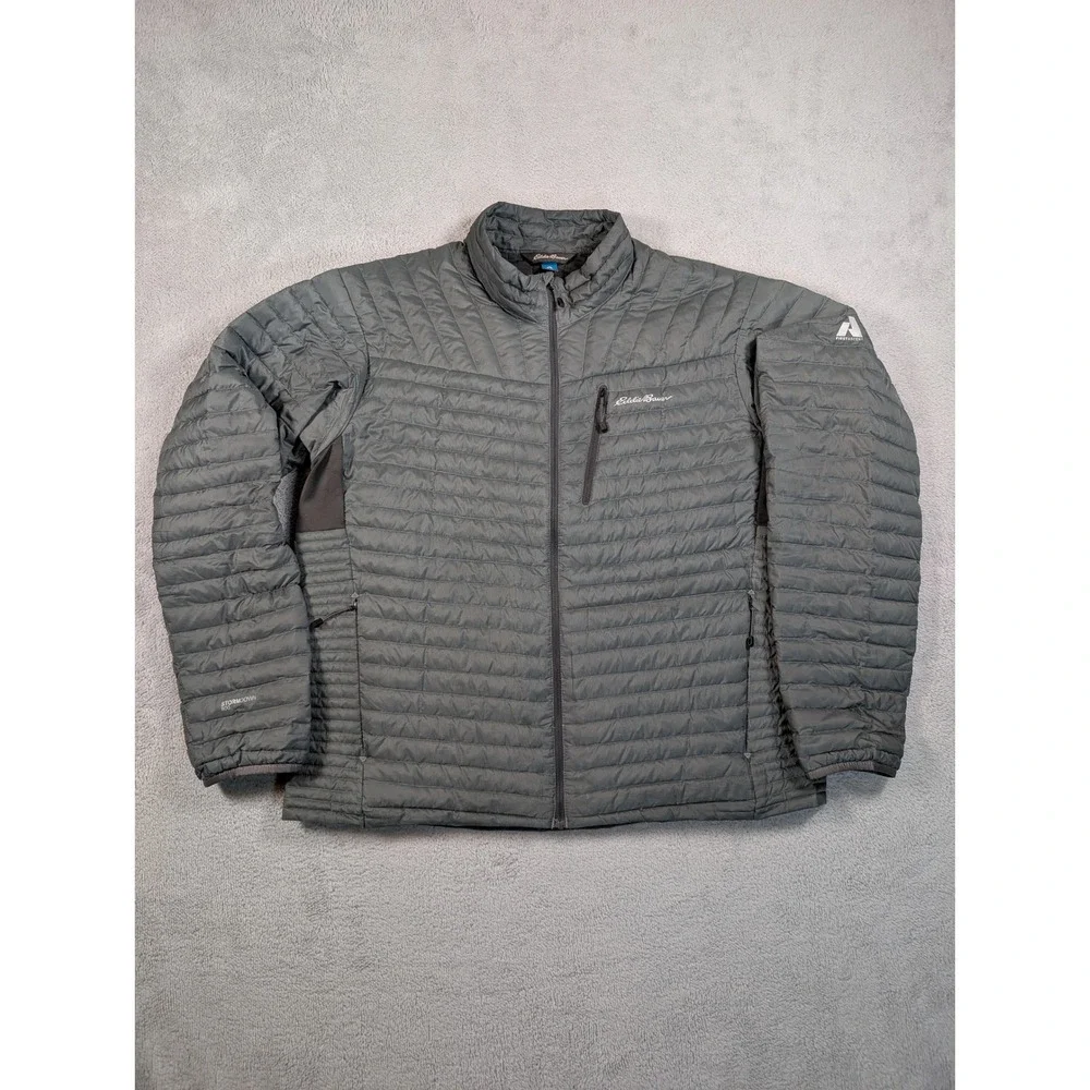 Eddie Bauer First Ascent StormDown 800 Puffer Jacket Mens XL Gray Full Zip Stain
